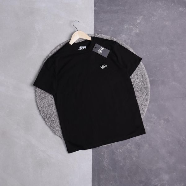 Чоловіча футболка Stussy чорна бавовняна Теніска Стуссі Ads-214 фото