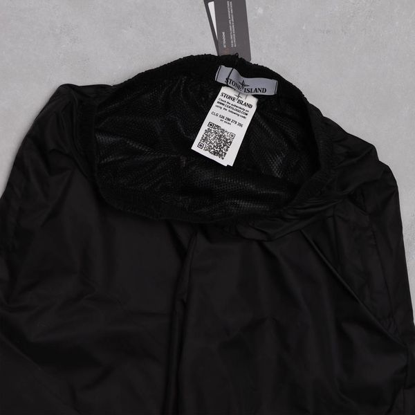 Чоловічі штани Stone Island чорні з патчем Брюки Стон Айленд з плащівки на резинці Ads-199 фото