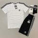 Мужской летний костюм Adidas Футболка Шорты с лампасами хаки с черным Адидас Хар-222 фото 3