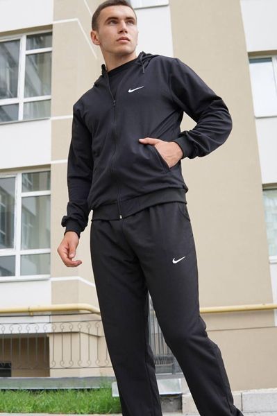 Чоловічий спортивний костюм Nike з капюшоном чорний Комплект Найк Кофта на змійці Штани Мой-14 1 фото