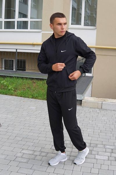 Чоловічий спортивний костюм Nike з капюшоном чорний Комплект Найк Кофта на змійці Штани Мой-14 1 фото