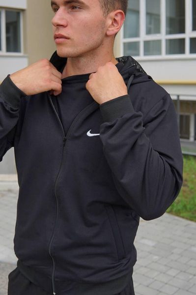 Чоловічий спортивний костюм Nike з капюшоном чорний Комплект Найк Кофта на змійці Штани Мой-14 1 фото