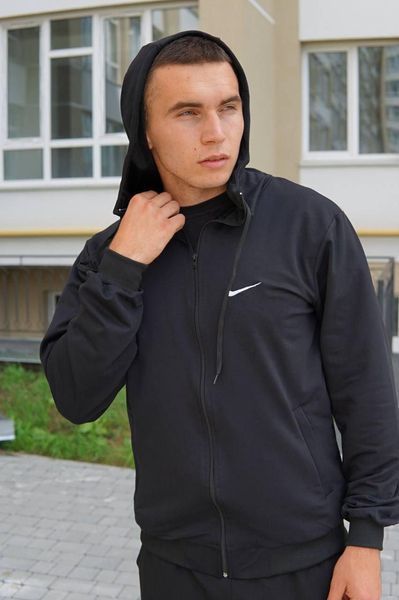 Чоловічий спортивний костюм Nike з капюшоном чорний Комплект Найк Кофта на змійці Штани Мой-14 1 фото