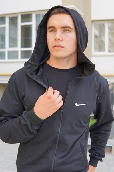 Чоловічий спортивний костюм Nike з капюшоном чорний Комплект Найк Кофта на змійці Штани Мой-14 1 фото