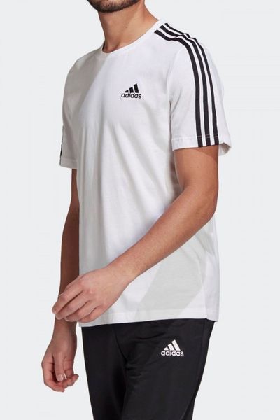 Чоловіча футболка Adidas біла Теніска Адідас з лампасами Мой-62/Хар-845 (коп1) фото