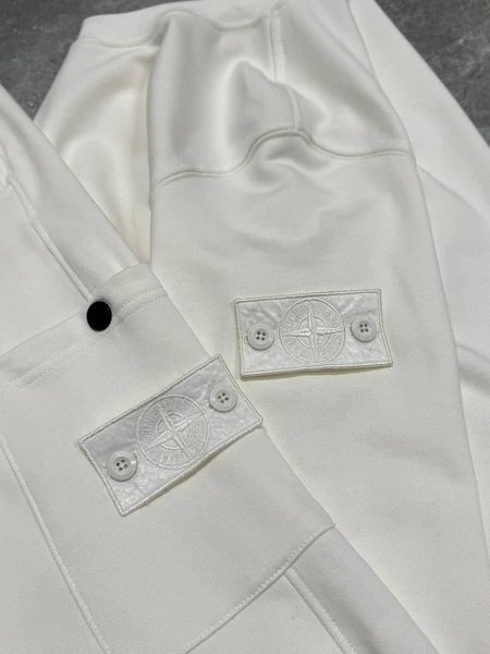 Мужской спортивный костюм Stone Island белый с патчем Комплект Стон Айленд Свитшот Штаны моло-Sto63 фото