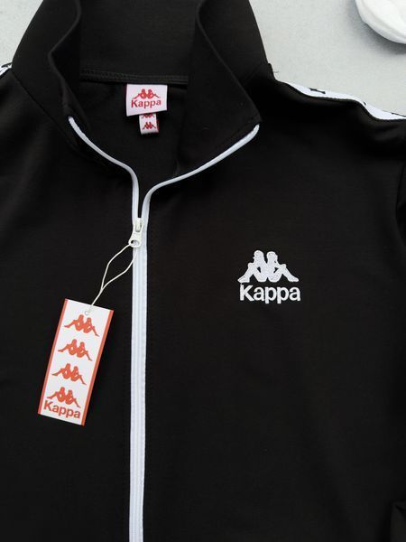 Чоловіча кофта Kappa без капюшона чорна Олімпійка Каппа з лампасами Хар-653 фото