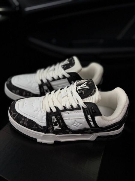 Жіночі кросівки Louis Vuitton Trainer чорно-білі шкіряні Луї Віттон Arm-B1155-2 фото
