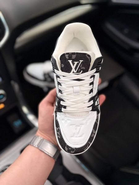 Жіночі кросівки Louis Vuitton Trainer чорно-білі шкіряні Луї Віттон Arm-B1155-2 фото