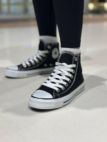 Жіночі кеди Converse All Star високі чорні текстиль Кросівки Конверси Arm-KN1 (коп1) фото