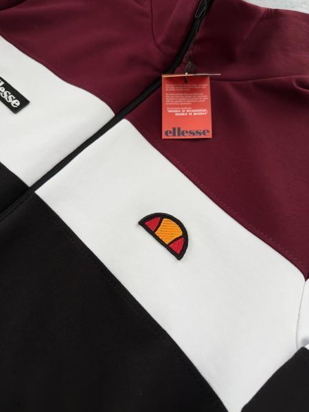 Чоловіча кофта Ellesse без капюшона чорна з бордовим Олімпійка Еліс на блискавці Хар-581 фото