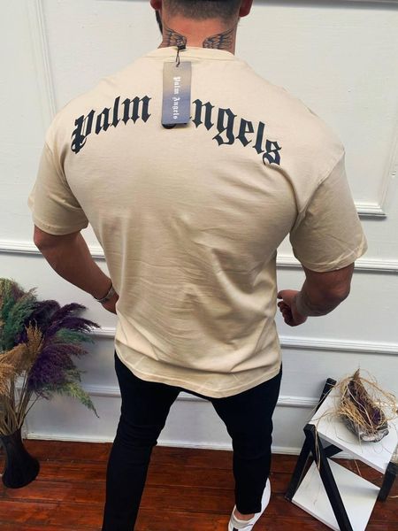 Мужская футболка оверсайз Palm Angels Тенниска Палм Энджелс серая Моло-D894 фото