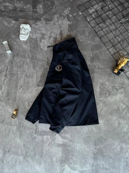 Мужская ветровка Moncler с капюшоном темно-синяя Куртка Монклер из плащевки демисезонная Моло-MNC-2 фото