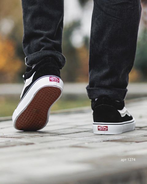Мужские зимние кеды Vans Knu Skool черно-белые Ванс Кну Скул замшевые Arm-1274 фото