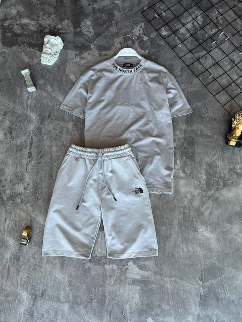 Чоловічий літній костюм The North Face Футболка Шорти сірий Комплект ТНФ Моло-T-NF7 фото