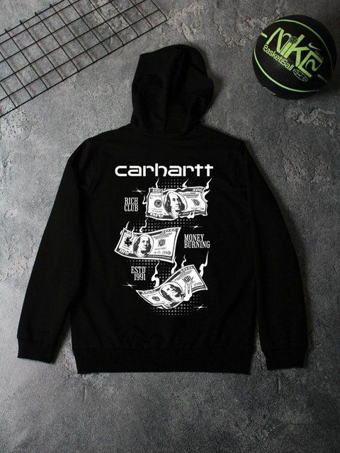 Мужское худи Carhartt черное Кофта Кархарт с капюшоном Ads-160 фото