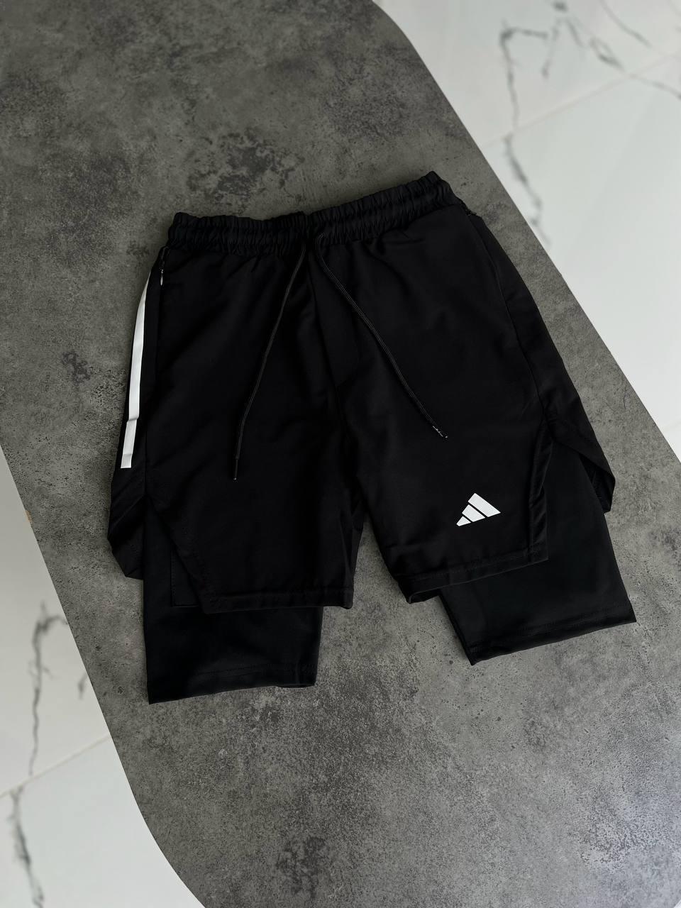 Мужские спортивные шорты Adidas черные для тренировок Адидас