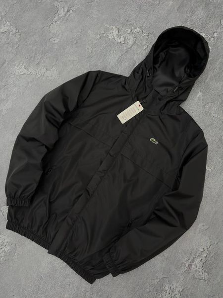 Чоловіча куртка Lacoste чорна Куртка Лакоста легка з капюшоном Хар-682 фото