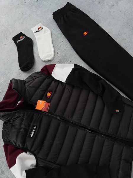 Мужской спортивный костюм Ellesse бордовый Комплект Элис Олимпийка Штаны Жилетка Хар-577 фото