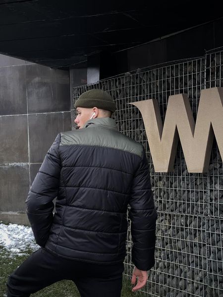 Мужская зимняя куртка Nike черная с хаки Пуховик Найк с капюшоном Intr-1676227897 фото