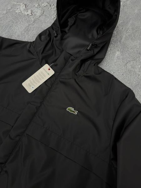 Чоловіча куртка Lacoste чорна Куртка Лакоста легка з капюшоном Хар-682 фото