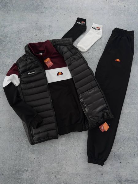 Мужской спортивный костюм Ellesse бордовый Комплект Элис Олимпийка Штаны Жилетка Хар-577 фото