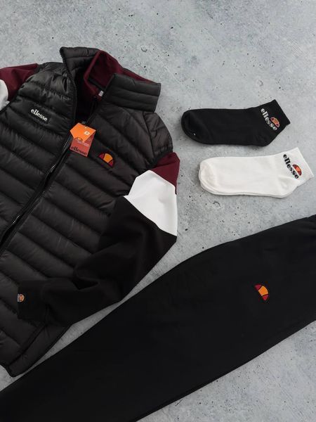 Мужской спортивный костюм Ellesse бордовый Комплект Элис Олимпийка Штаны Жилетка Хар-577 фото
