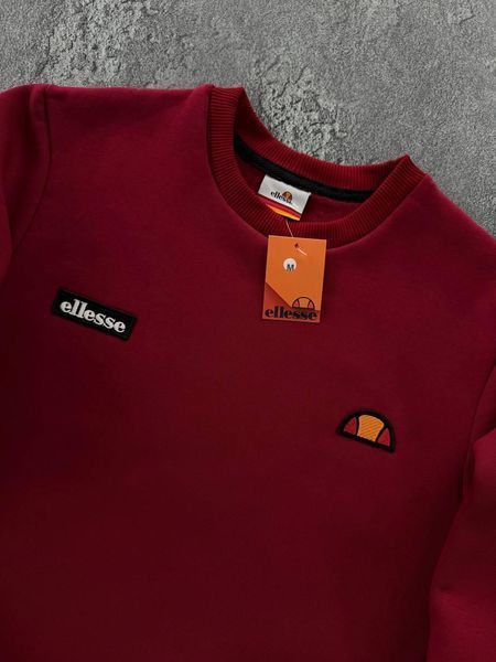 Мужской зимний спортивный костюм Ellesse без капюшона бордовый с черным Комплект Элис Свитшот Штаны Хар-674 фото