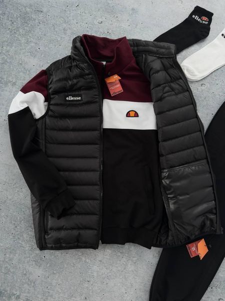 Мужской спортивный костюм Ellesse бордовый Комплект Элис Олимпийка Штаны Жилетка Хар-577 фото