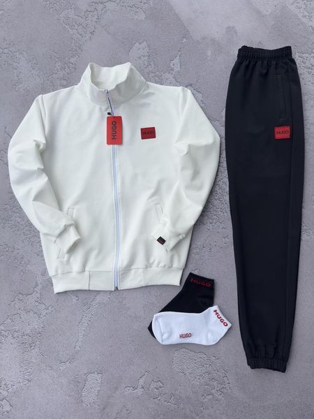 Чоловічий спортивний костюм Hugo Boss 8в1 білий Комплект Хьюго Босс Костюм Жилетка Футболка Шорти Кепка Хар-637 фото