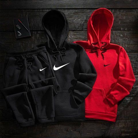 Мужской зимний спортивный костюм Nike 3в1 черно-красный Набор Найк с капюшоном Ads-2 фото