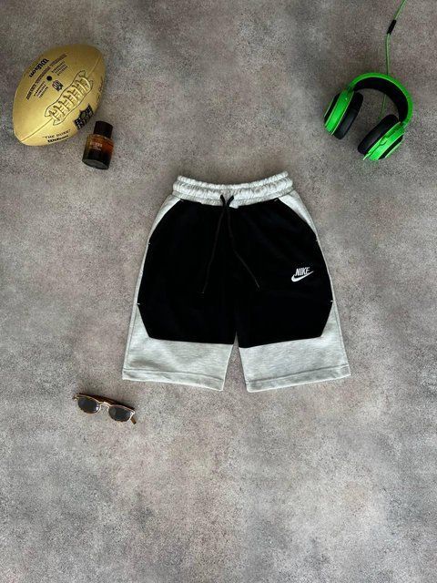 Мужские спортивные шорты Nike серые с черным хлопковые с карманами Найк Моло-KN78 фото