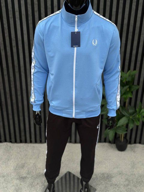Мужской костюм Fred Perry с лампасами голубой Комплект Фред Перри Кофта Штаны хар-633 фото