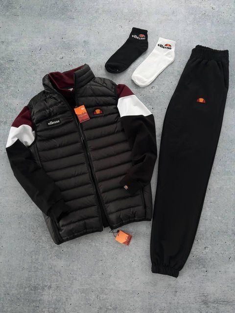 Мужской спортивный костюм Ellesse бордовый Комплект Элис Олимпийка Штаны Жилетка Хар-577 фото