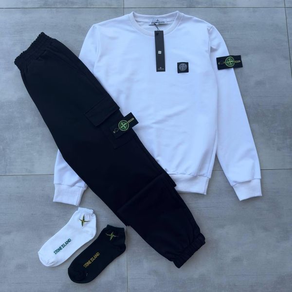 Мужской спортивный костюм Stone Island черный Комплект Стон Айленд Свитшот Штаны Мой-6\хар- 64 фото
