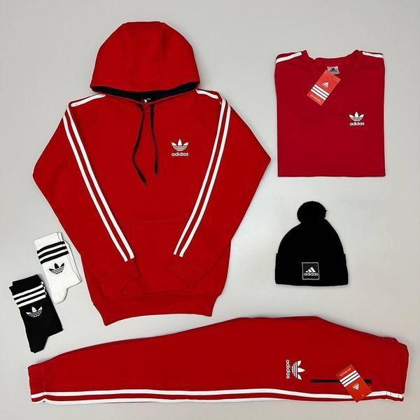 Чоловічий зимовий спортивний костюм Adidas 4в1 хакі Комплект Адідас Костюм Футболка Шапка Хар-381 фото