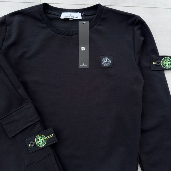 Мужской спортивный костюм Stone Island черный Комплект Стон Айленд Свитшот Штаны Мой-6\хар- 64 фото