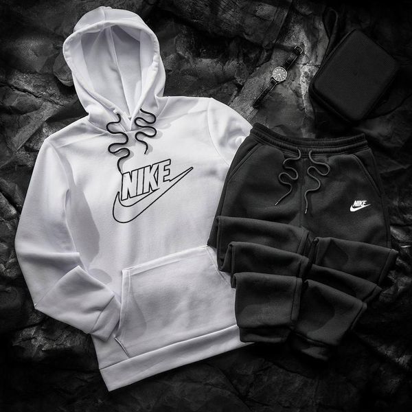 Мужской зимний спортивный костюм Nike красно-черный Комплект Найк Худи Штаны Hot-17 фото