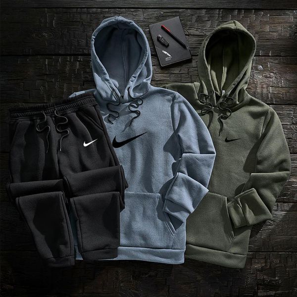 Мужской зимний спортивный костюм Nike 3в1 черно-красный Набор Найк с капюшоном Ads-2 фото