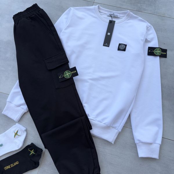 Мужской спортивный костюм Stone Island черный Комплект Стон Айленд Свитшот Штаны Мой-6\хар- 64 фото