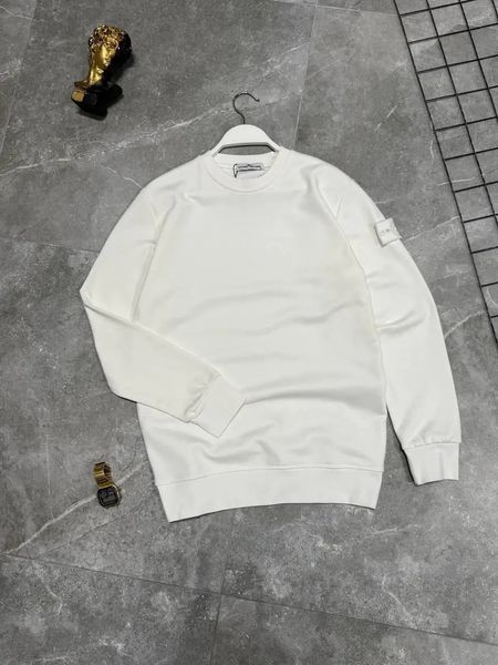 Мужской свитшот Stone Island белый с патчем Кофта Стон Айленд без капюшона Моло-780-21 фото