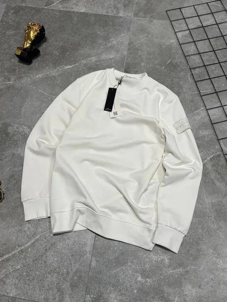 Мужской свитшот Stone Island белый с патчем Кофта Стон Айленд без капюшона Моло-780-21 фото