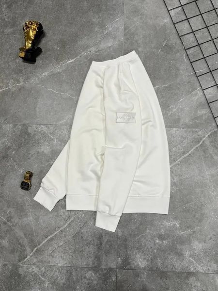 Мужской свитшот Stone Island белый с патчем Кофта Стон Айленд без капюшона Моло-780-21 фото