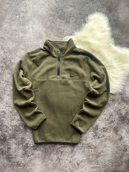 Чоловіча флісова кофта Nike хакі Фліска Найк без капюшона Pav-197 фото