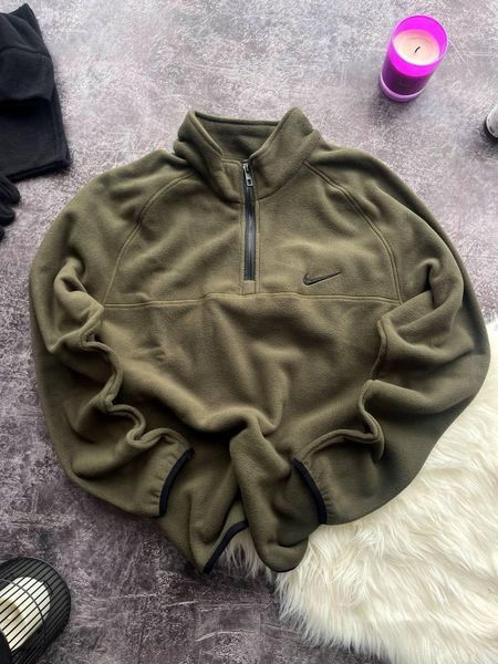 Чоловіча флісова кофта Nike хакі Фліска Найк без капюшона Pav-197 фото