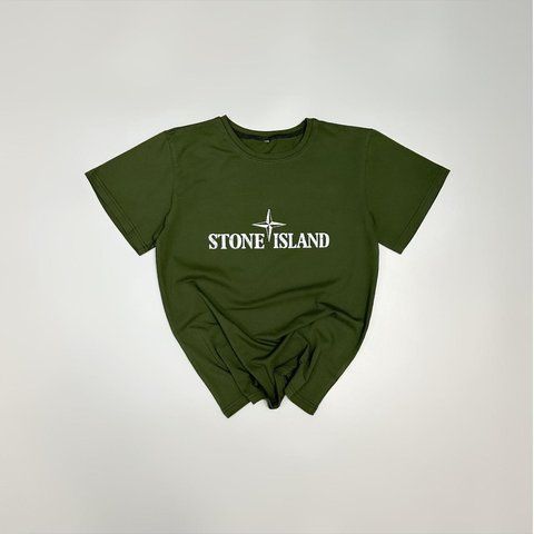 Чоловіча футболка Stone Island хакі бавовняна Теніска Стон Айленд Will-SS0030 фото