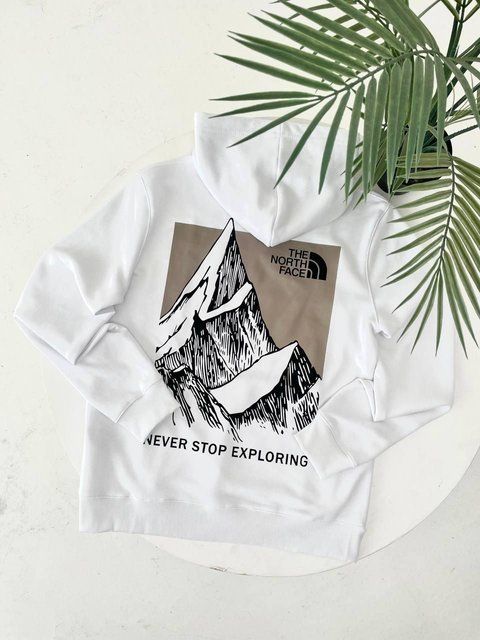 Мужское зимнее худи The North Face на микрофлисе белое Кофта ТНФ с капюшоном Гла-146 фото