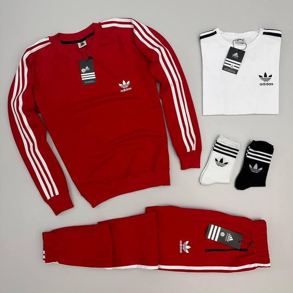 Мужской костюм Adidas 3в1 черный Комплект Адидас Свитшот Штаны Футболка Мой-25 фото