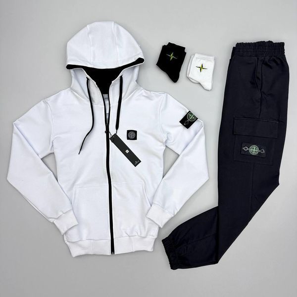 Мужской спортивный костюм Stone Island с капюшоном черный Комплект Стон Айленд Толстовка Штаны Хар-218 фото
