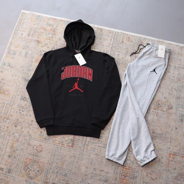 Мужской спортивный костюм Jordan черно-белый с капюшоном Комплект Худи Штаны Джордан Ads-401 фото